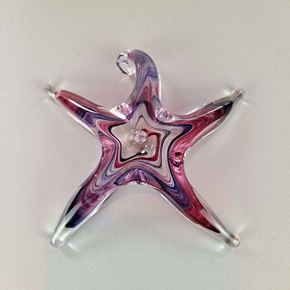 Artist Signed Glass Art Starfish Suncatcher